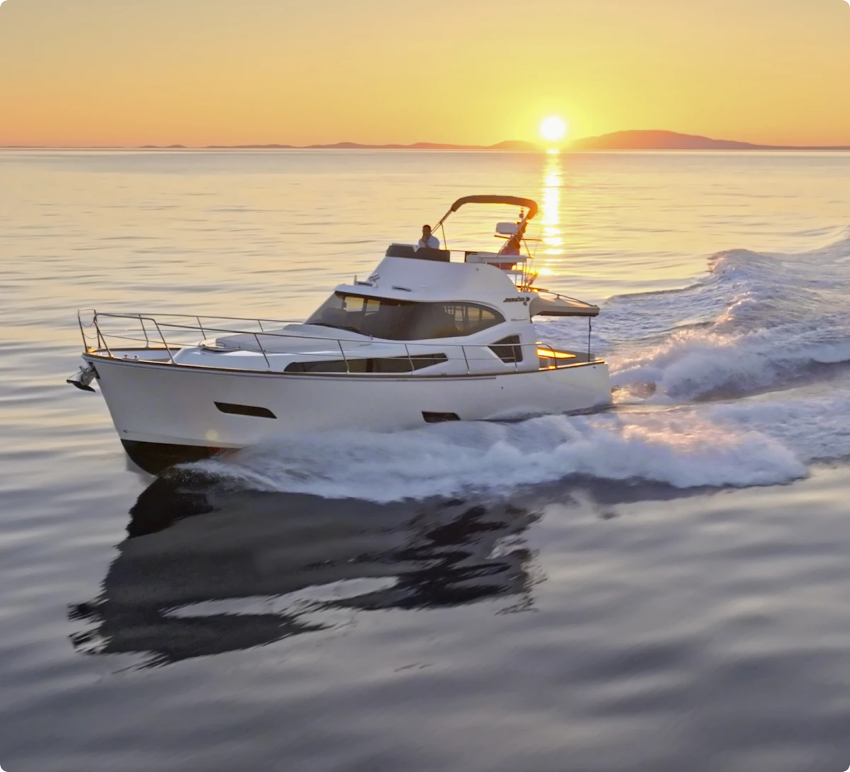 Luxury yacht during golden hour